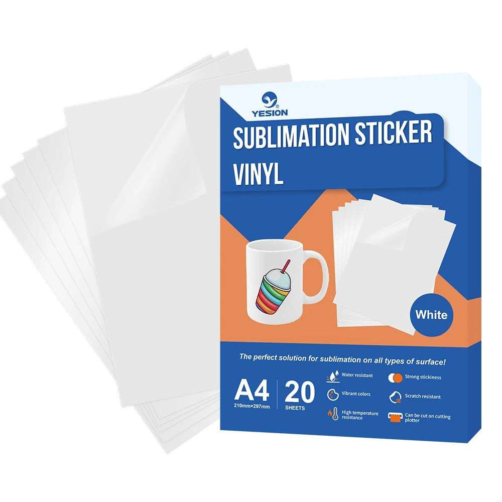 YESION NEW Developed Sublimation White Vinyl A4 A3 Blank Adhesive Vinyl Paper for Sublimation Transfer