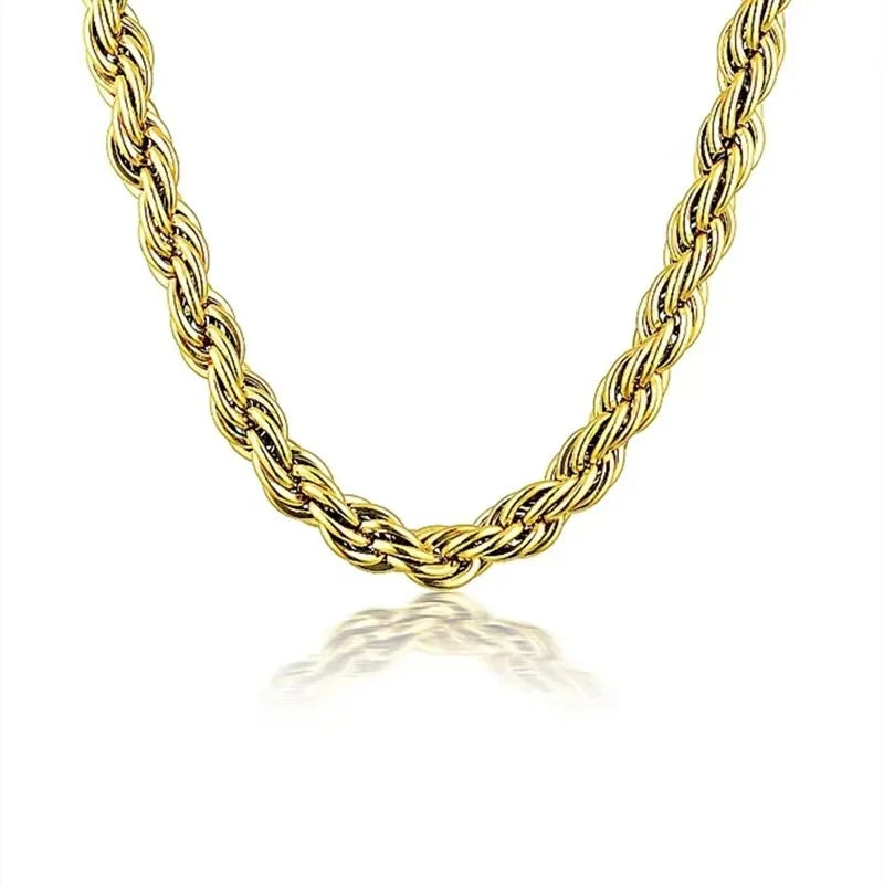 European Fashion Twisted Rope Chain Stainless Steel 18K Gold Plated Light Luxury Jewelry Necklace