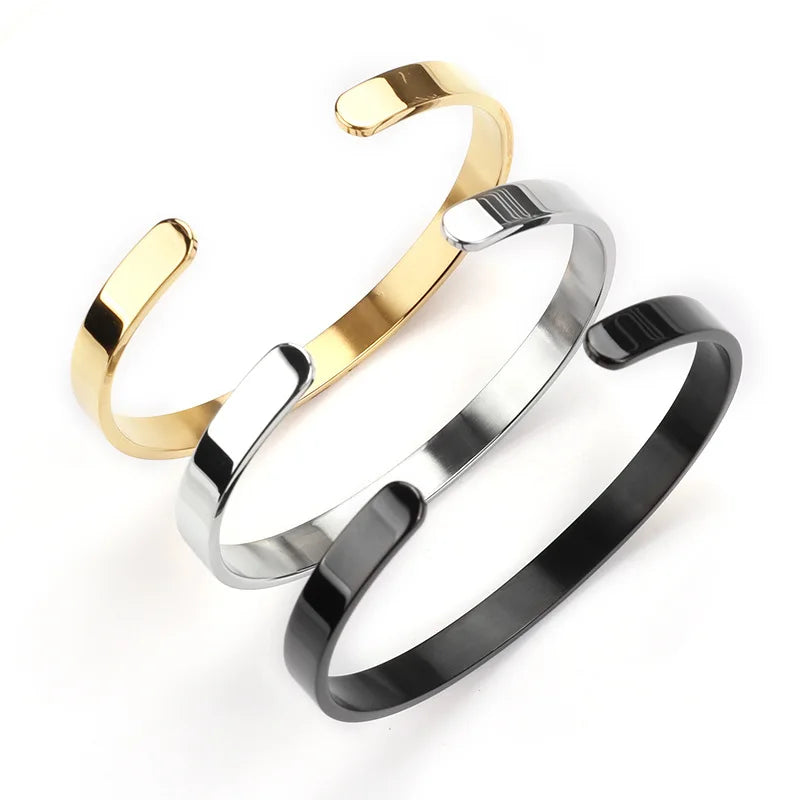 Stainless Seel Open Bracelet Christmas Silver Inspirational Lettering English Letters Fashion Bracelet