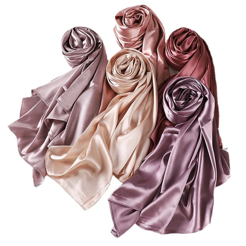 Malaysia's New Imitation Silk Silky Long Scarf Women's Shawl Polyester Jersey Hijab Scarf