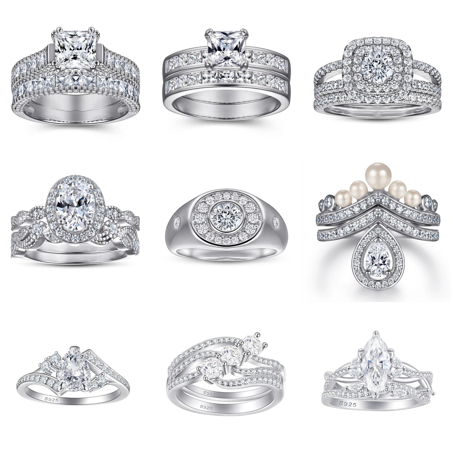 Custom Jewelry Manufacturer 925 Sterling Silver Ring Micro Pave Cubic Zirconia Women Engagement Ring Wholesale Suppliers