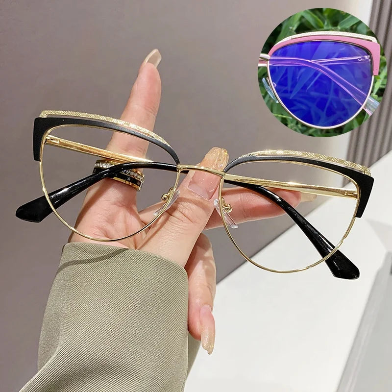 Photochromic Glass Optical 2026 Glasses Gold Metal for Women Eyebrow Cat Eye 2025 Photogray Anti Reflet Female Black Solid