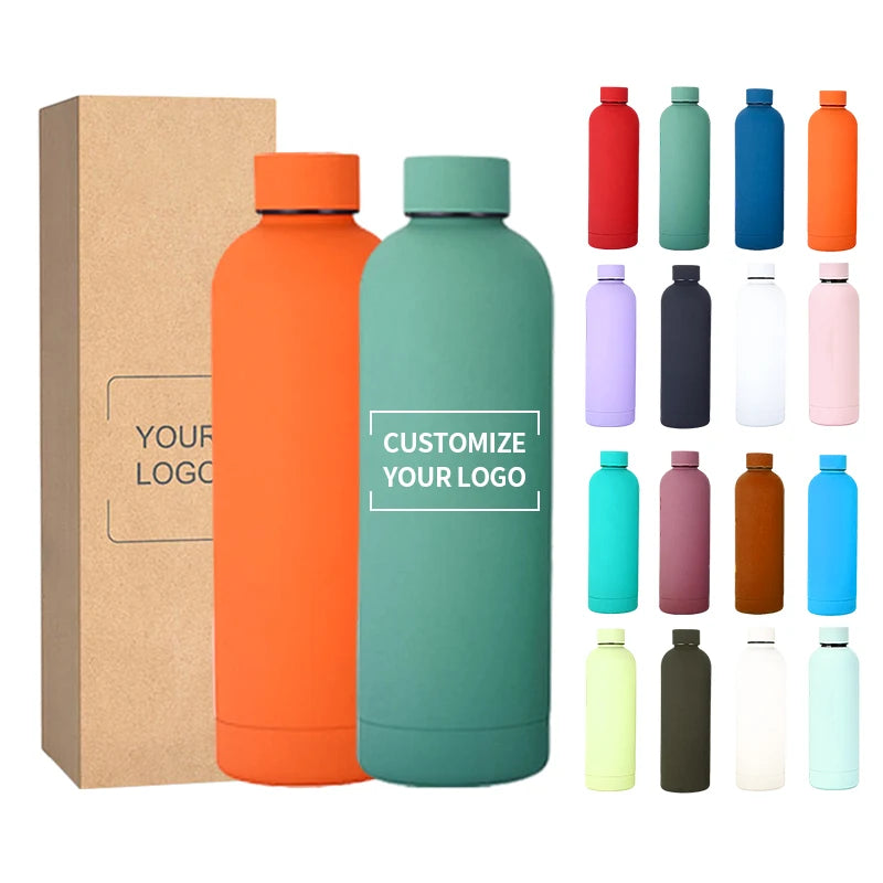 2024 New Style Custom Logo Double Wall Vaccum Insulated Stainless Steel Water Bottles With Small Mouth for Gyming Sports