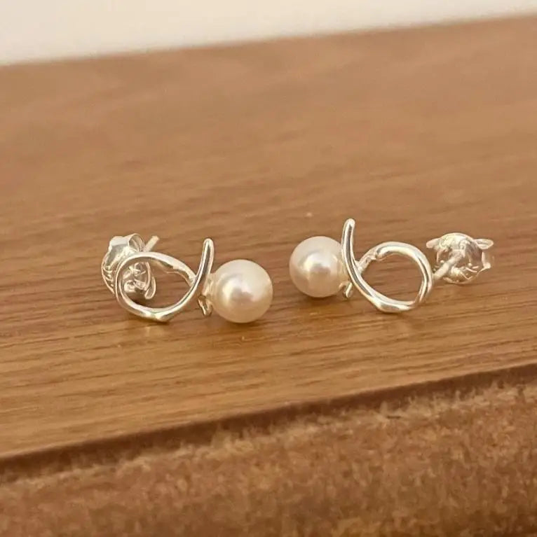 Tiny Pearl Stud Earrings 925 Sterling Silver Minimalist Dainty Studs for Women Everyday Elegant Jewelry