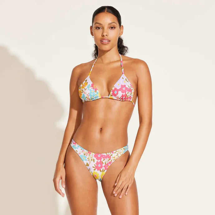 Factory Direct Sales Custom Printed Floral/Plaid Lace-up Bikini Two-piece Set Eco-Friendly Anti-UV Nylon Fabric Soft Cheeky