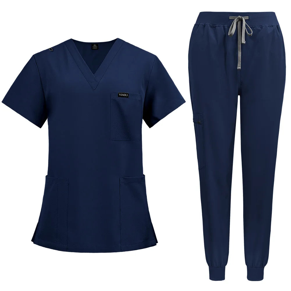 In Stock 42122 Stretchy Sleep Suit for Women 2024 White Scrub Suit Set for Women Nurse Scrub Men