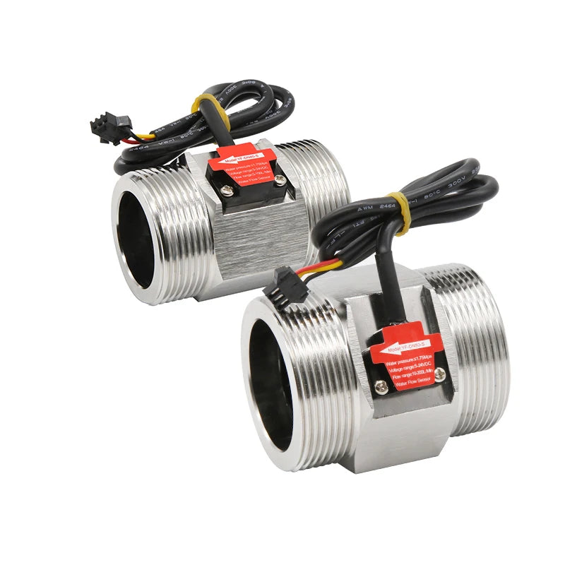 1-1/2 2 NPN Hall Water Flow Sensor Stainless Steel Water Flowmeter Switch Sensor with Power DC3.5~24V 1.75MPa