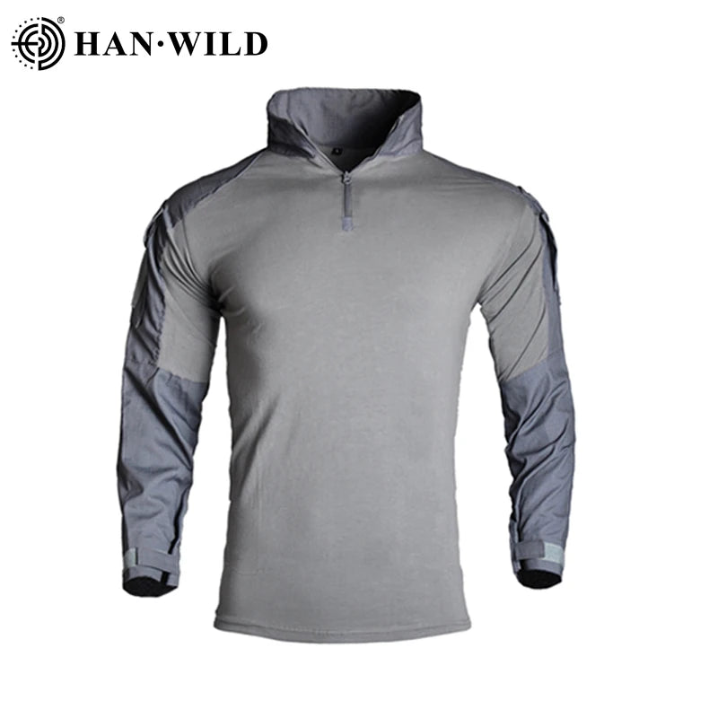 HAN WILD Camouflage Suit Four Season Tactical Shirt Stretch Fabric Outdoor Urban Leisure Wear