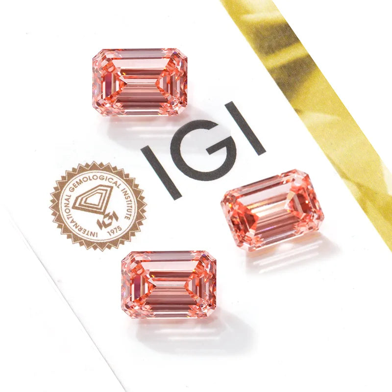 Starsgem Emerald Cut Lab Diamond pink Color Low Price Hpht Cvd Lab Grown Diamond on Sale
