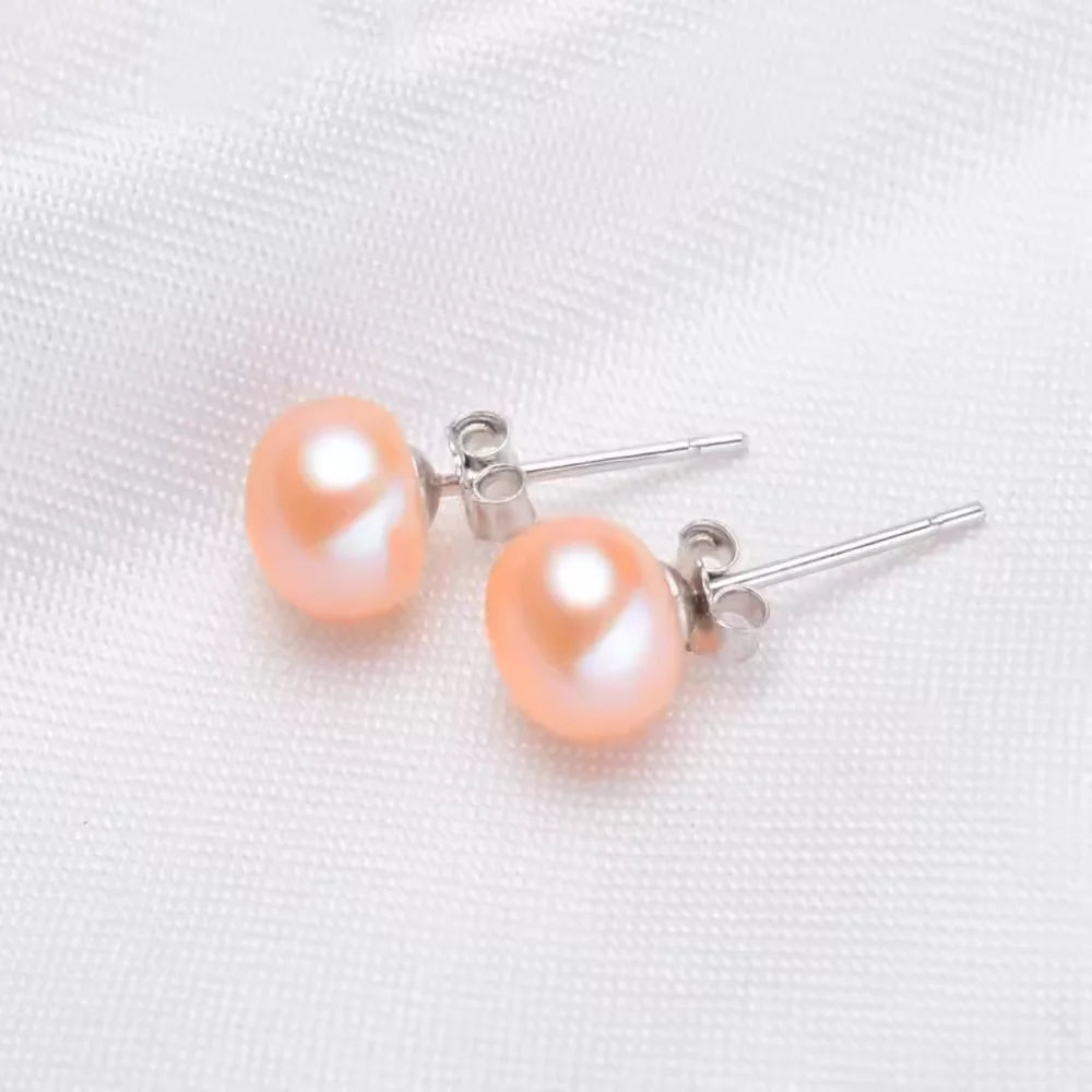 Freshwater Pearl  Earring  925  Sterling Silver Stud Earrings for Wedding 2-13 mm PearlAAA Grade