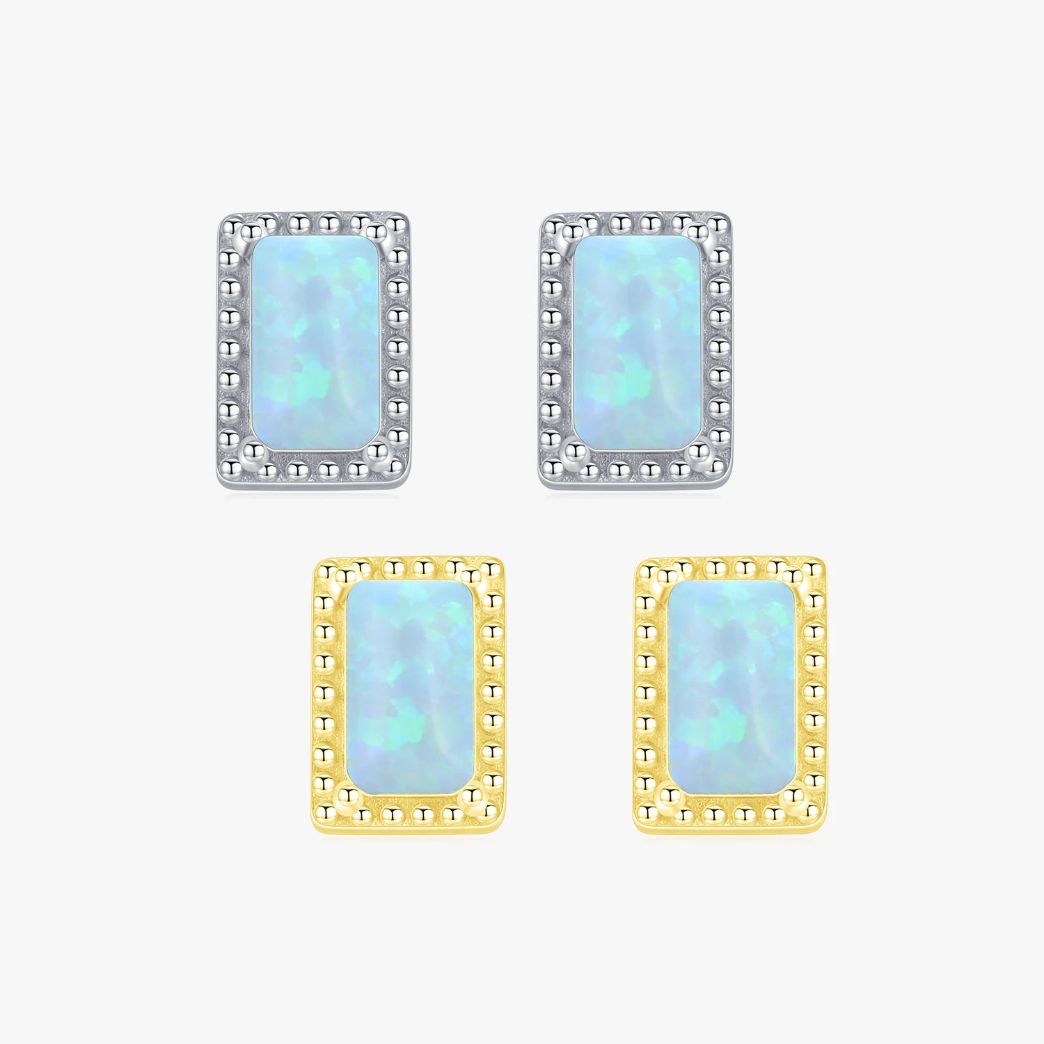 Vintage Charm Female Opal Ear Studs Real 925 Sterling Silver Rectangle Gemstone Stud Earrings for Women Fine  Gifts