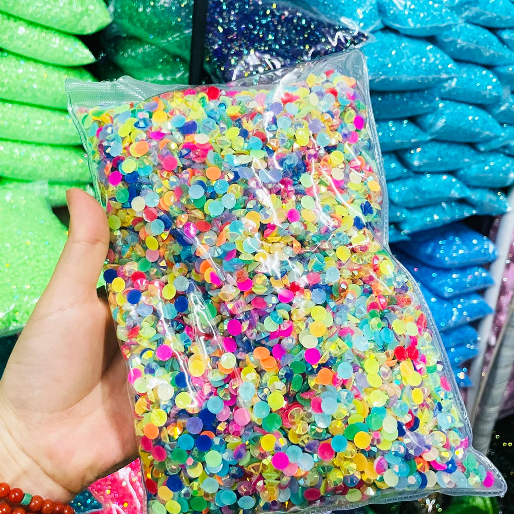 Yantuo High Grade Flatback Jelly Resin Hot-Fix Rhinestones for Nail Art DIY on Shoes Garments Bags-2 Bags Included