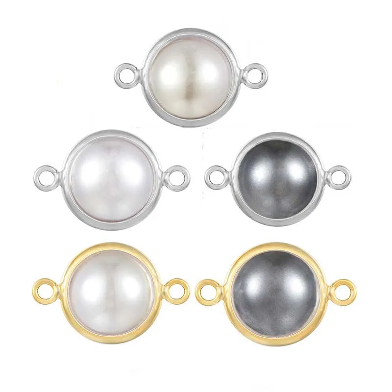 Fashion Jewelry Findings Materials Bronze Set With Colored Gemstones Round Double Holes DIY Necklace Earrings Accessories