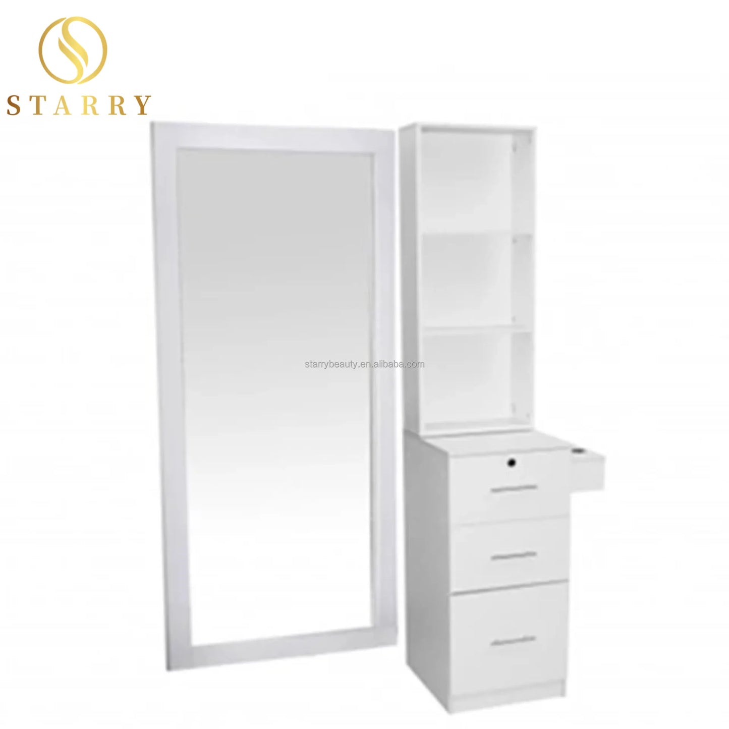 Starry Modern Wood Whole Set Hair Salon Furniture Full-length Wall Mirror Dressing Table Mall Supermarket Hotel Bathroom Gym