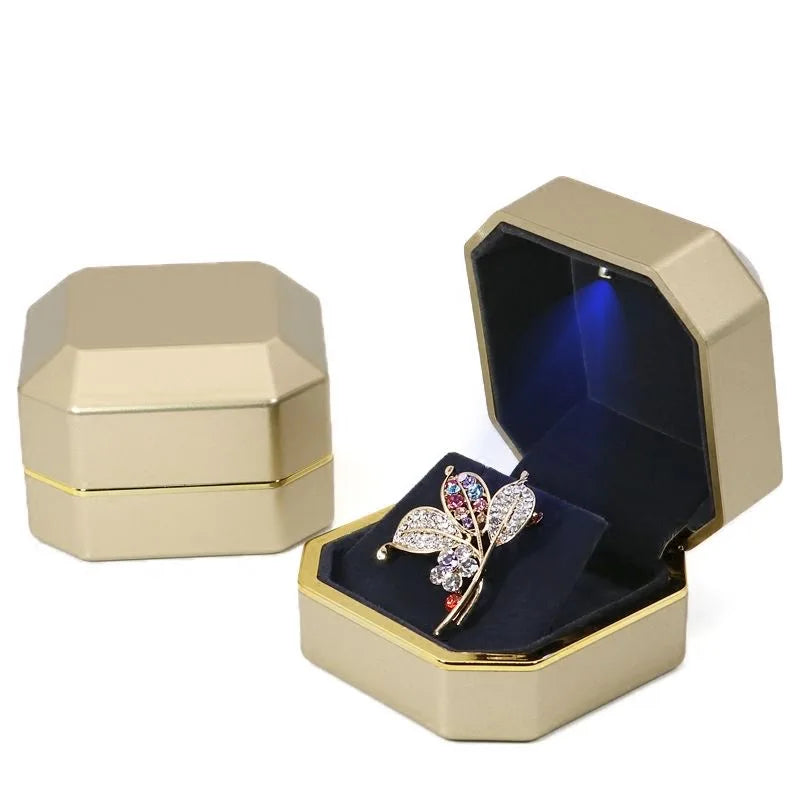 Customized LED Light Brooch Box Earrings Rings Necklaces Bracelets Jewelry Boxes Gift Box
