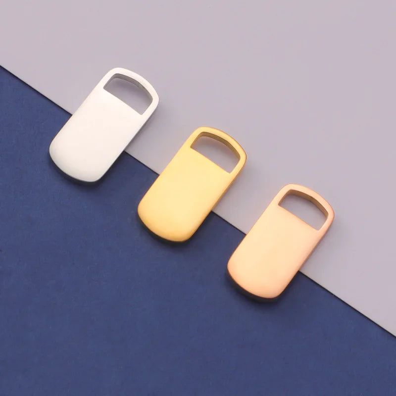 Wholesale High Quality Stainless Steel 18K Gold Plated Mirror Polished Engraved Logo 16mm Pendant Charm for DIY Jewelry
