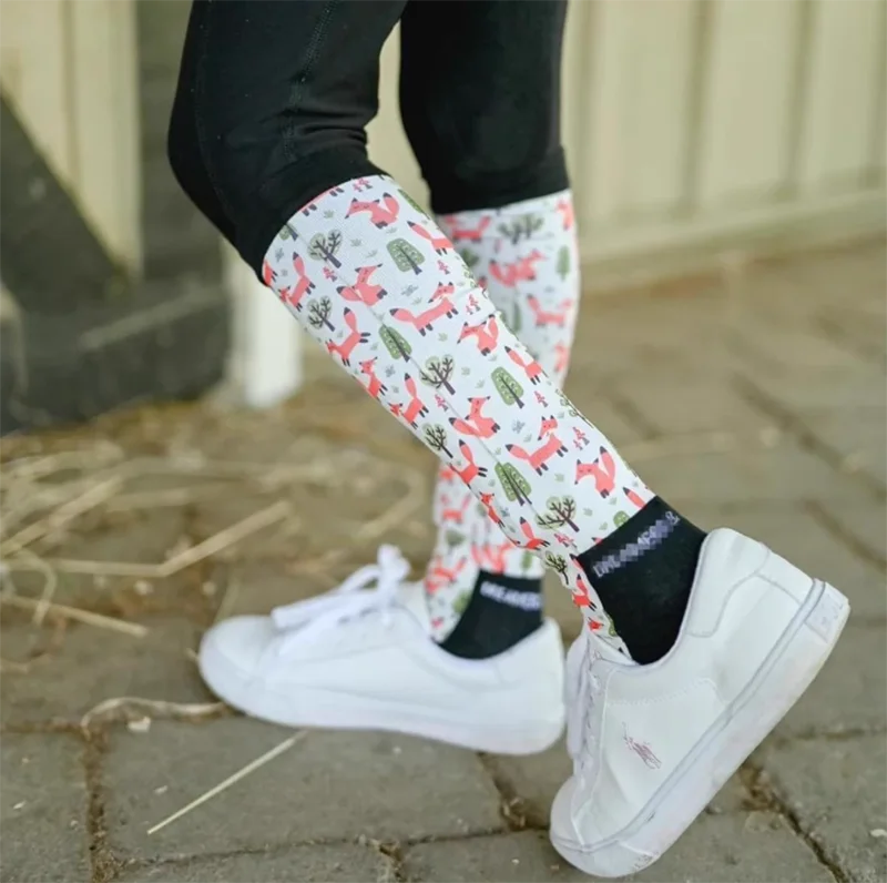 On Sale Customized Cartoon Anti-Slip Printing Long Equestrian Stockings Knee High Socks for Horse Riding