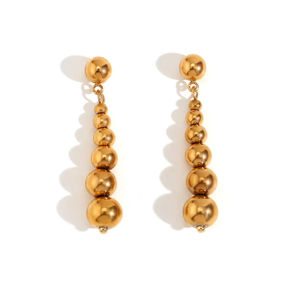 Bead Earrings Jewelry Waterproof Stainless Steel 18K Gold PVD Plated Fashion Personalized Jewelry for Women 2024 New Style