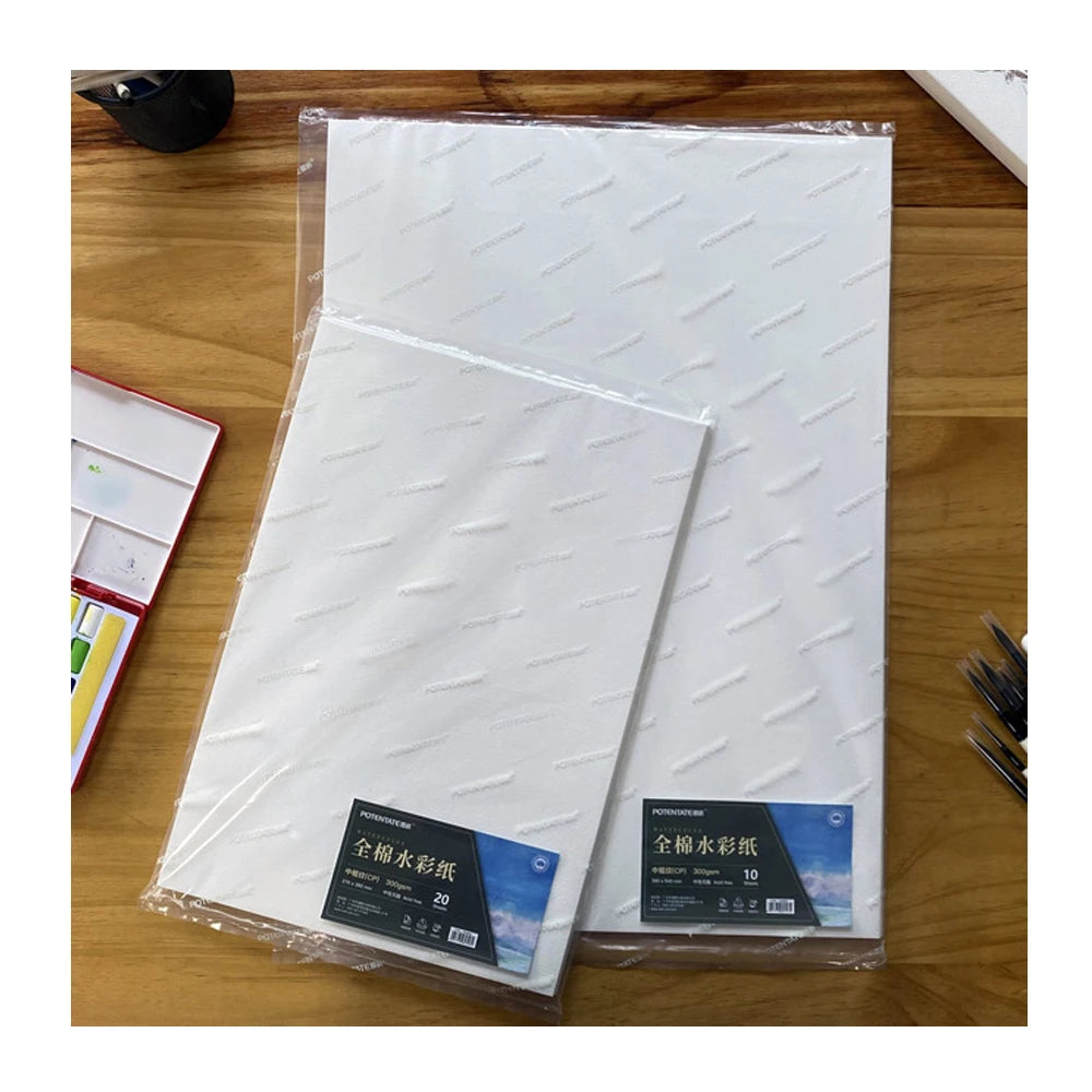 100% Cotton Watercolor Paper Pack Cold Press 540x787mm 300g/m2 Potentate