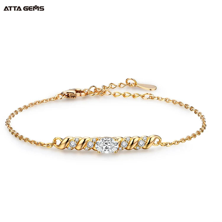 ATTA-Factory Wholesale D Color Moissanite Bracelet Bracelet 18k Gold Plated  Moissanite Tennis Bracelet With GRA Certificate
