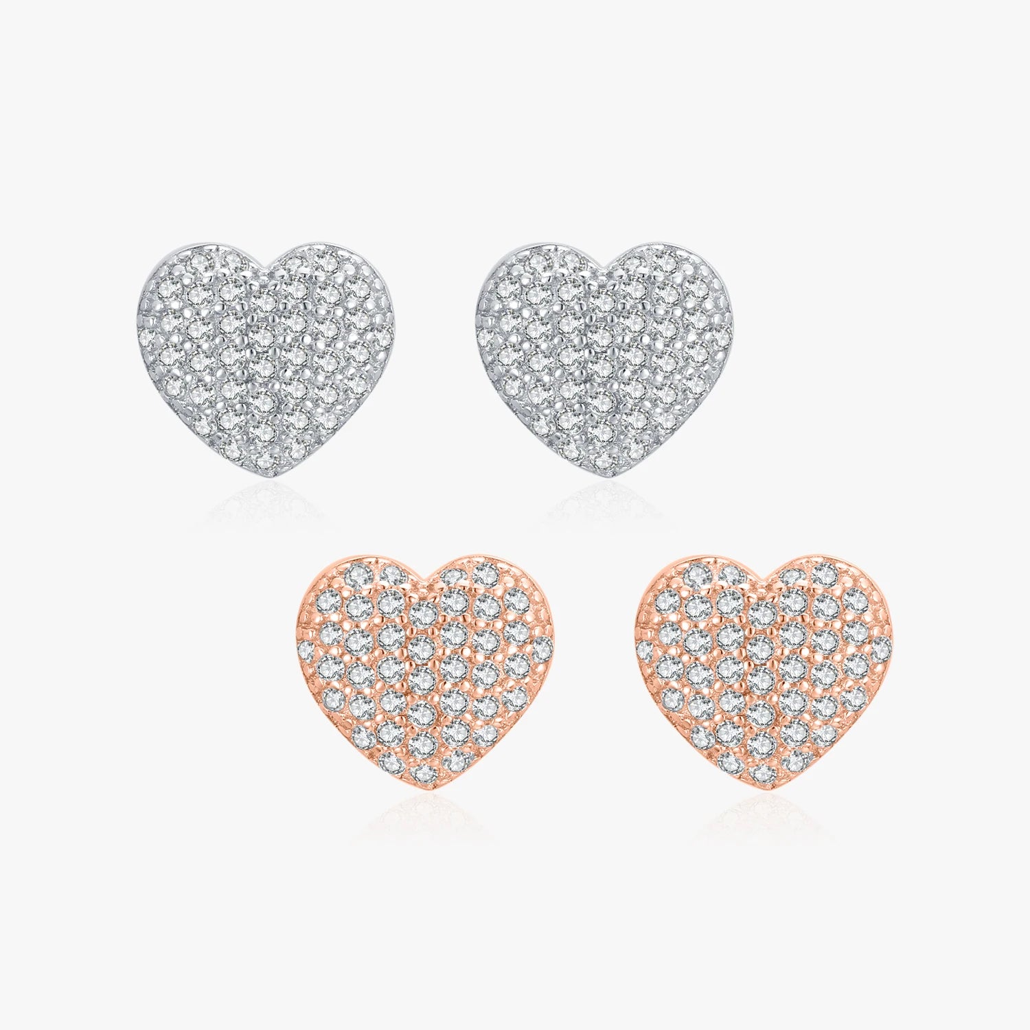 925 Sterling Silver Fashion Exquisite Love Heart Stud Earrings for Women Clear CZ Piercing Earrings Wedding Jewelry