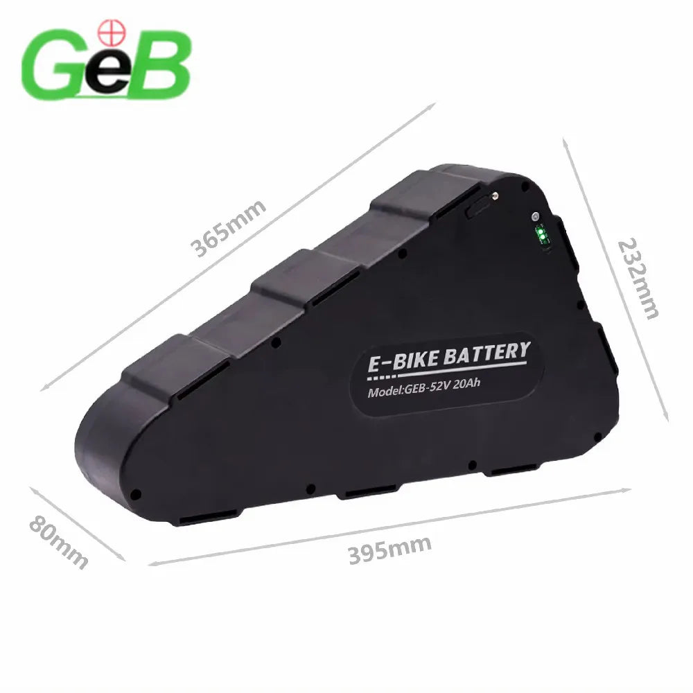 GEB Triangle Batterie 36V 48V 52V 60V 72V 20Ah 24Ah 28.8Ah 30Ah Ebike Battery Rechargeable Lithium Electric Bicycle Battery
