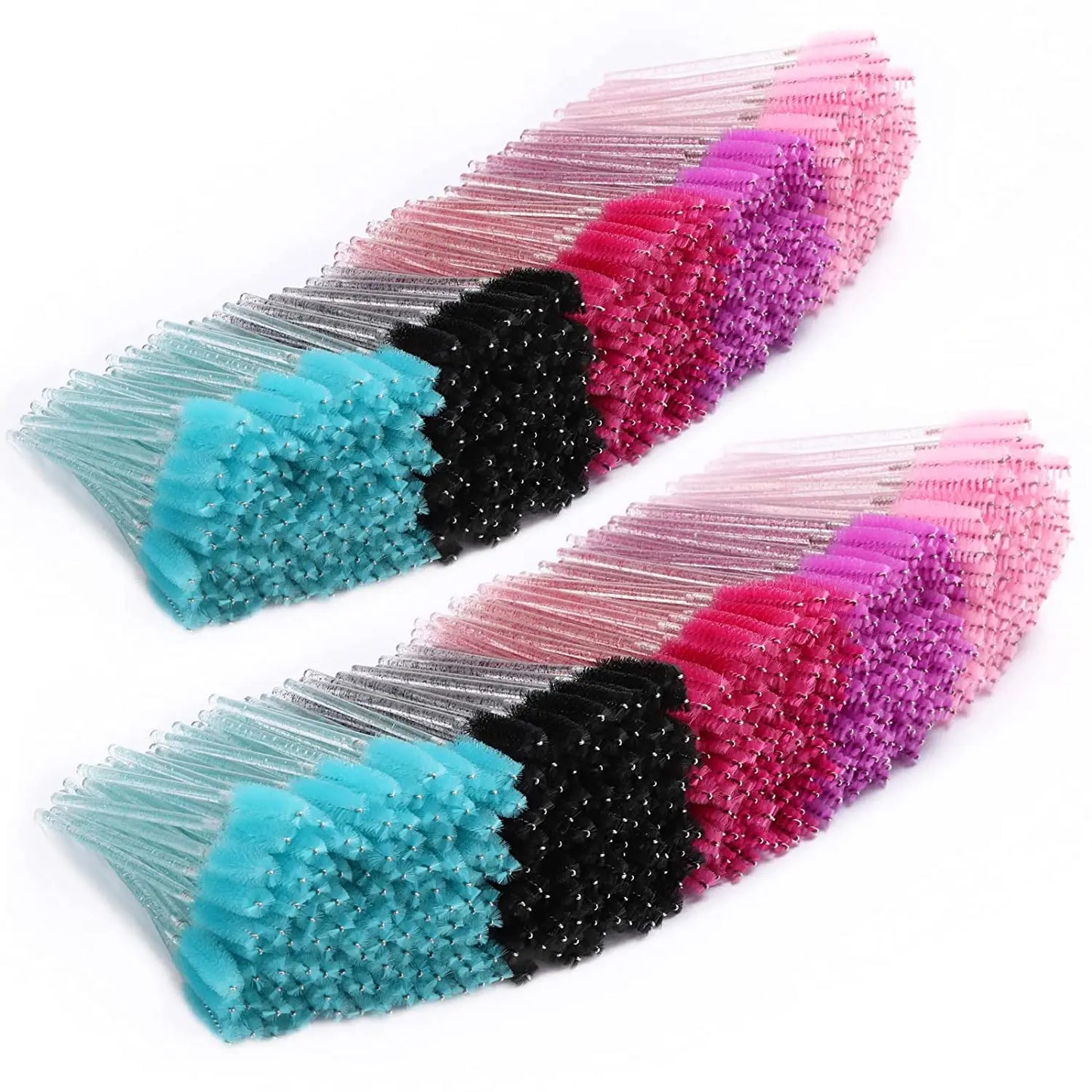 50Pcs Disposable Micro Glitter Eyelash Mascara Wands Mini Crystal Eye Lashes Brush Comb Eyebrow Spoolies Makeup Beauty Tools