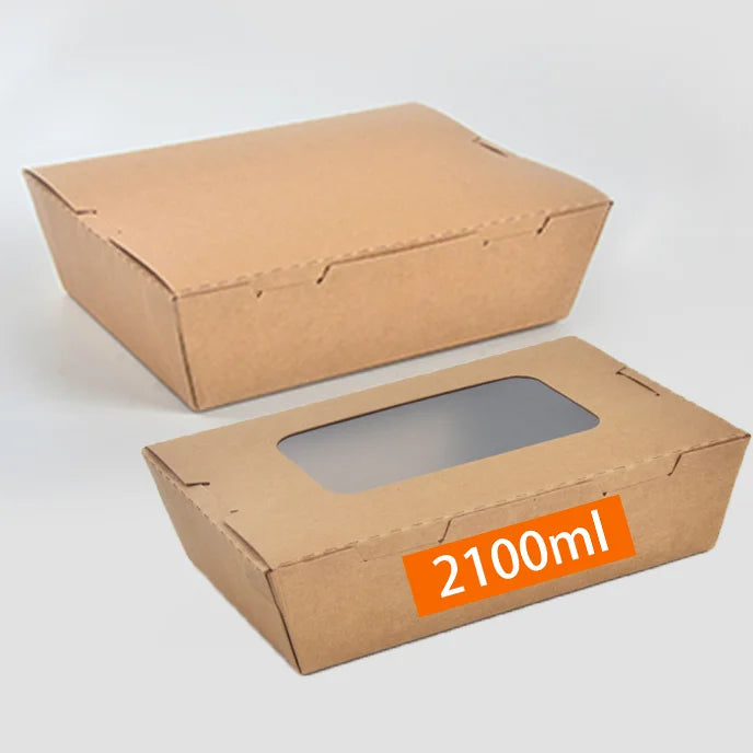 OEM Custom Eco-Friendly 2100ml Kraft Paper Multi-Compartment Disposable Food Boxes for Sushi Snacks More-Customizable Size Co
