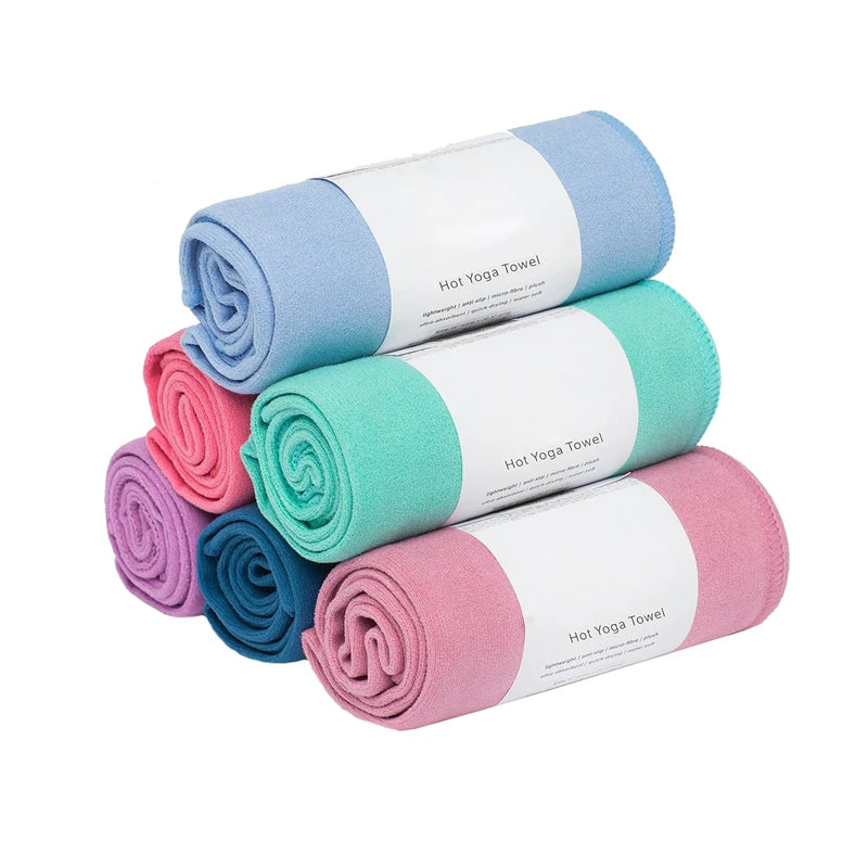 Eco Friendly 100% Polyester Anti Slip Yoga Towel Mat for Body Building Fitness and Yoga Sport with Customizable Color & Logo