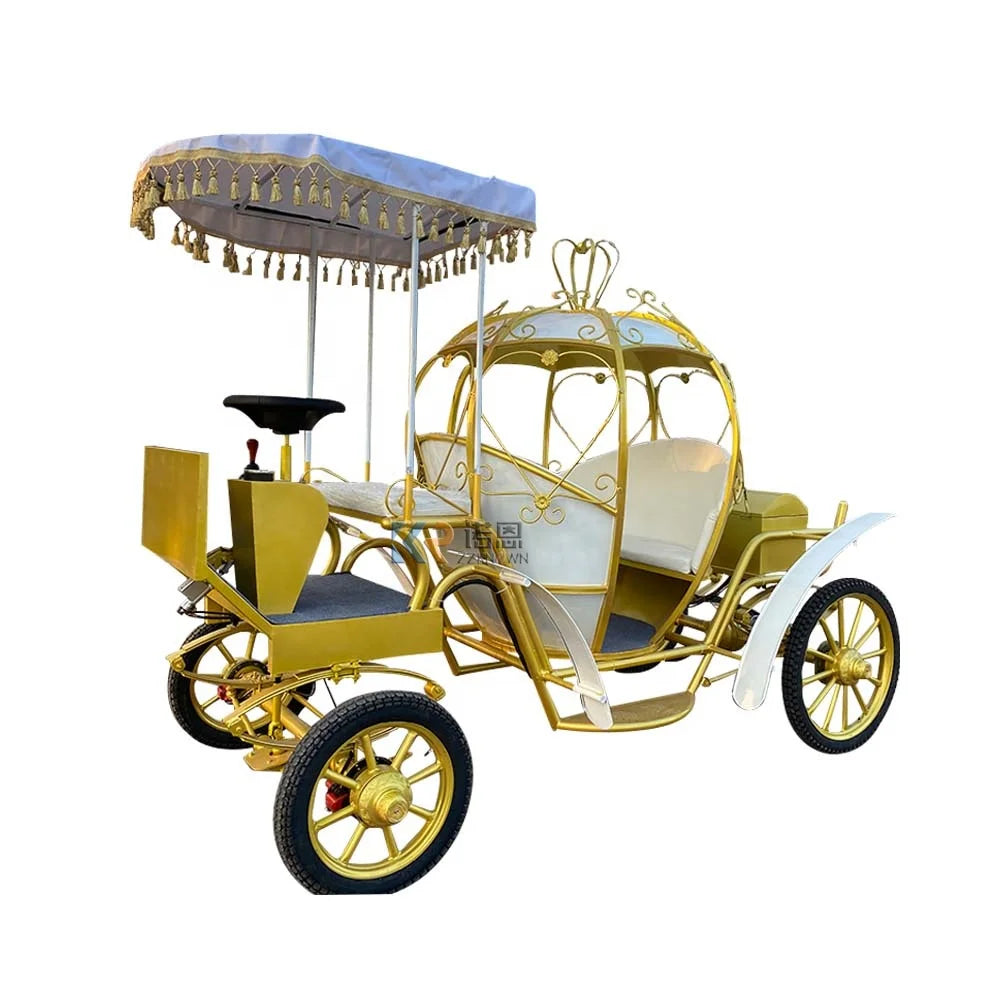 Electric Luxury Royal White Sightseeing Horse Carriage Horse Drawn Pumpkin Wedding Carriage