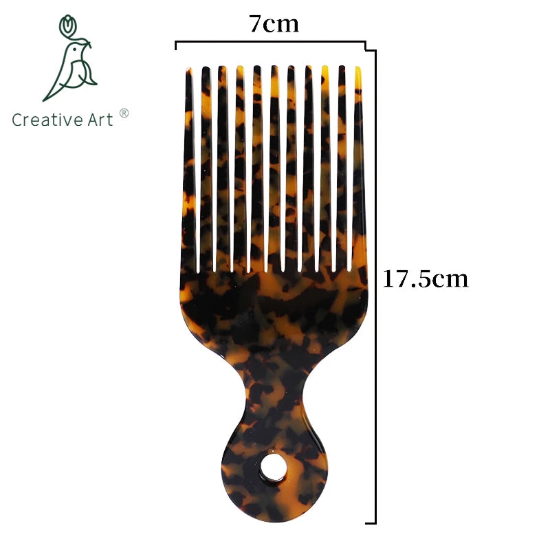 Custom logo Barber Styling Colorful Plastic Wide Tooth Afro Hair Pick Comb for Black Men Women