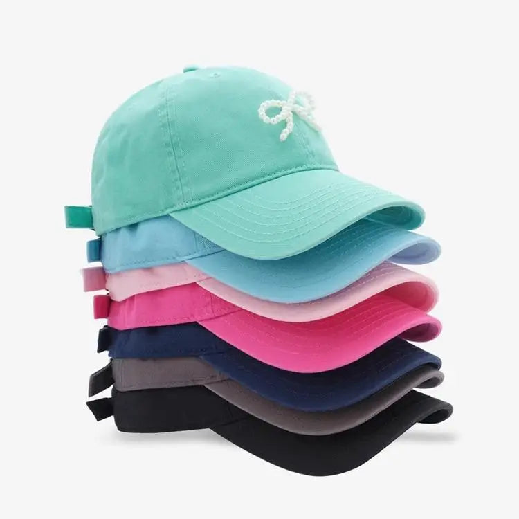 New Hot Selling Modern Baseball Hat Casual Summer Sport Headwear Pearl Bow Pearl Bow