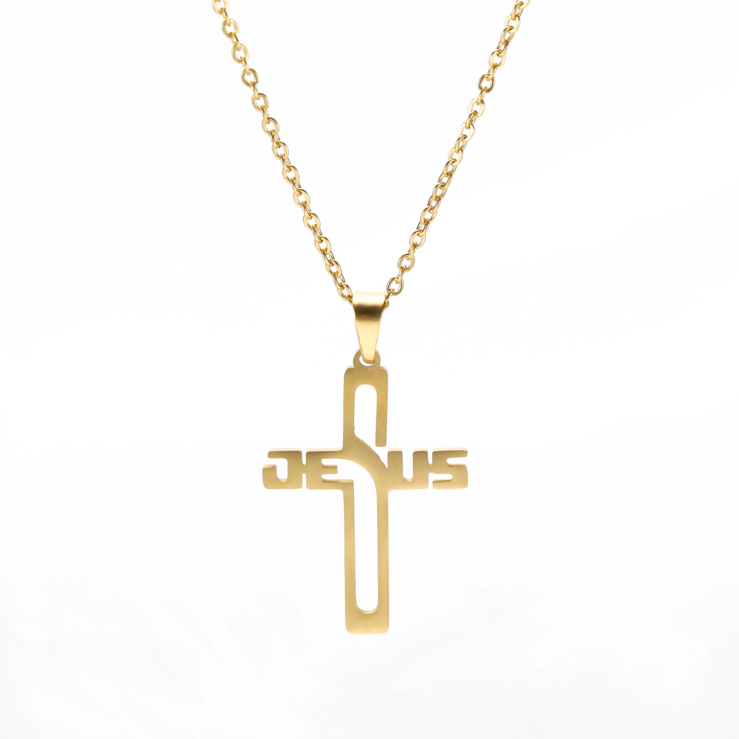 Jesus Cross Pendant Necklace Stainless Steel Jewelry Fashion Religious Necklaces for Men Women