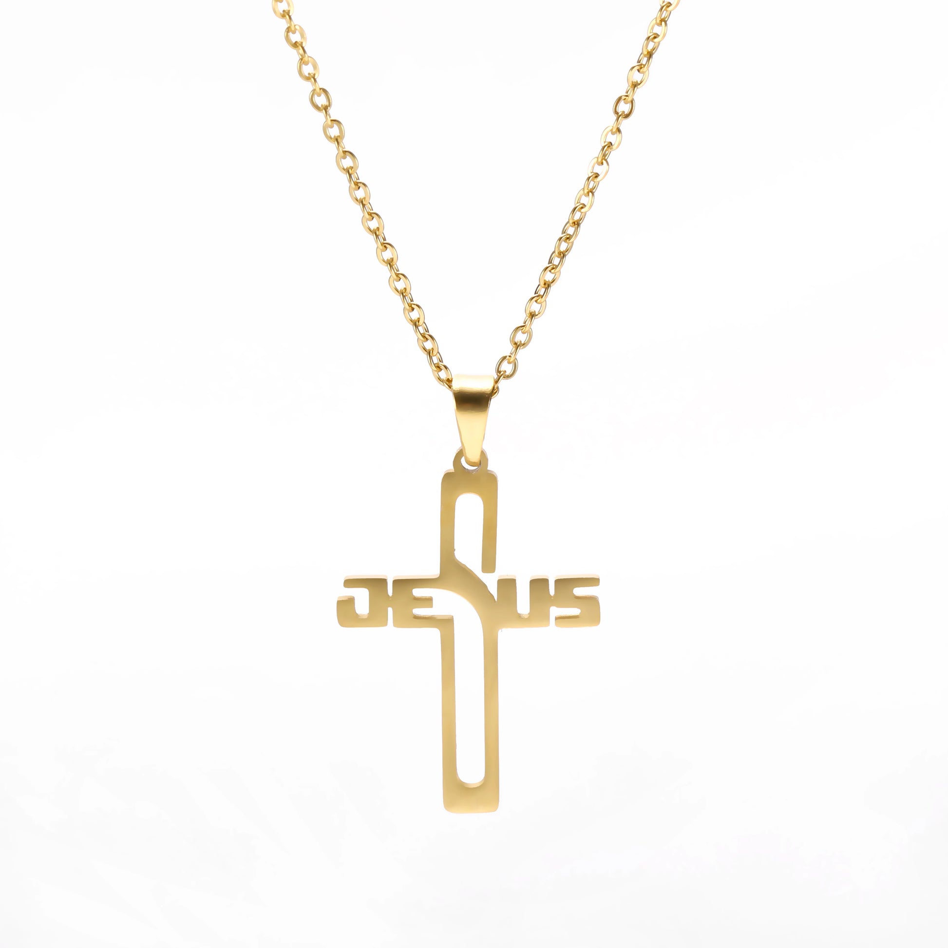 Jesus Cross Pendant Necklace Stainless Steel Jewelry Fashion Religious Necklaces for Men Women