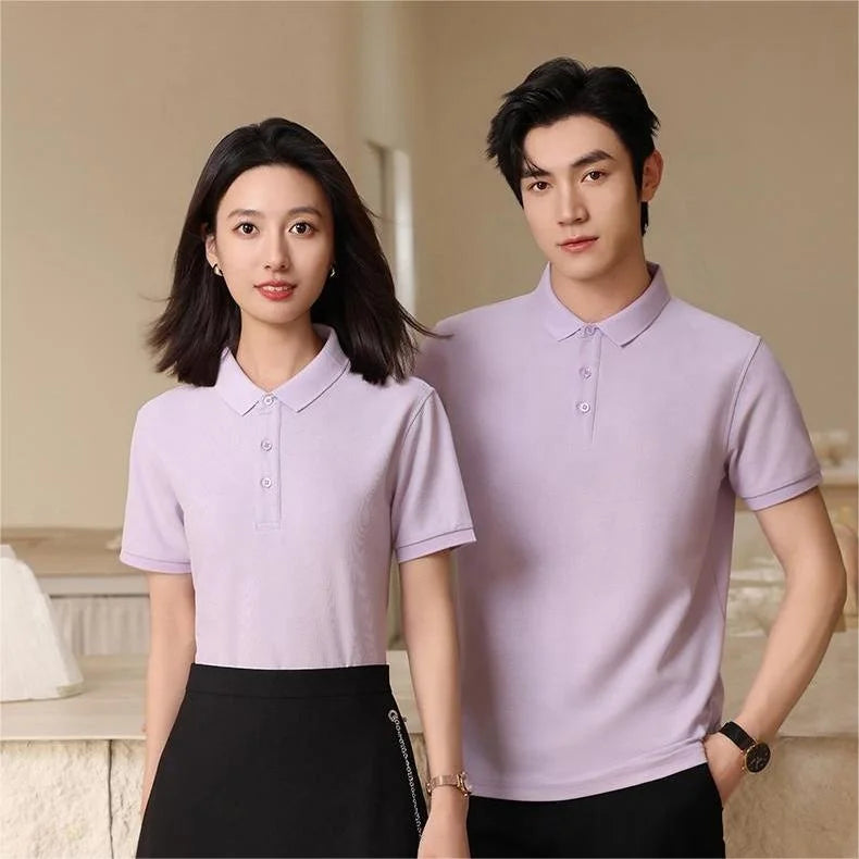 Custom Logo Embroidered Breathable Knitted Print Button Short Sleeve Unisex Solid Color Men Shirts Wholesale Simple Casual