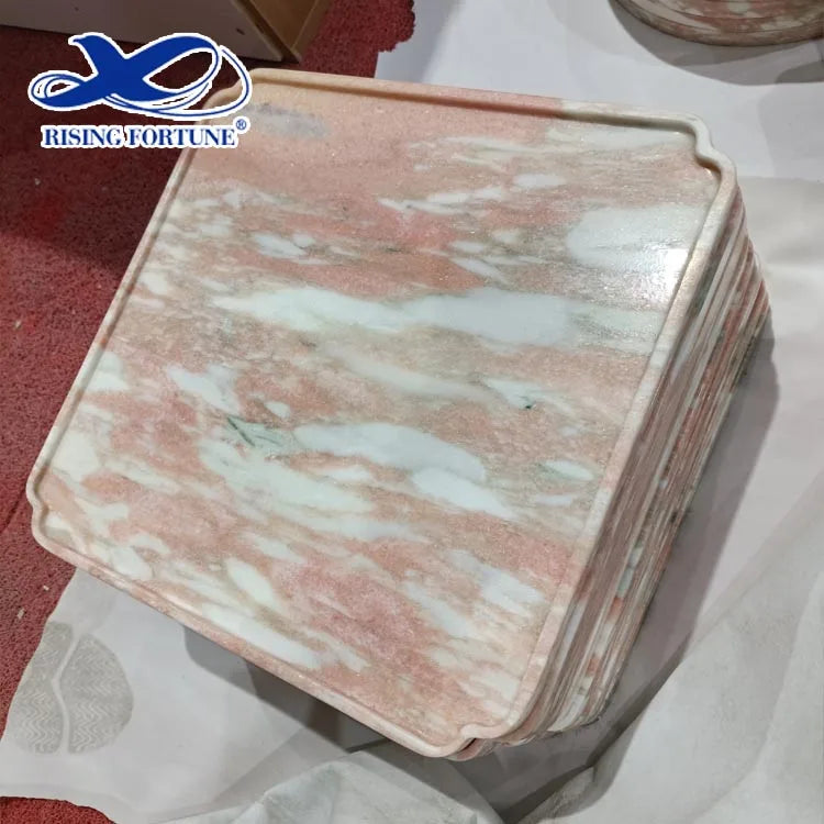 Modern Customized Pink Natural Marble Storage Tray for Candle Perfume Pink Jewelry Tray Home Decorative Pink Tray