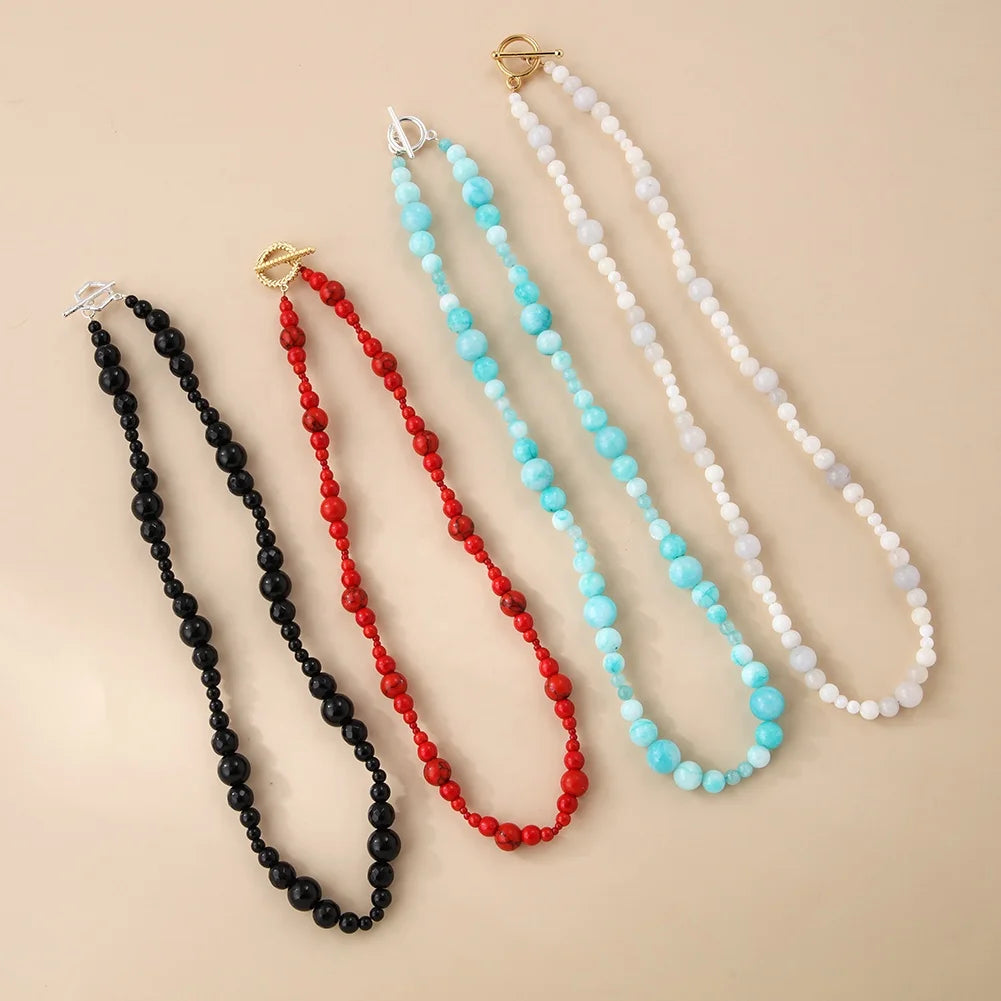 Vintage Red Turquoise Beaded Women's Necklace Choker with OT Buckle Irregular Shape for Wedding or Party Gift