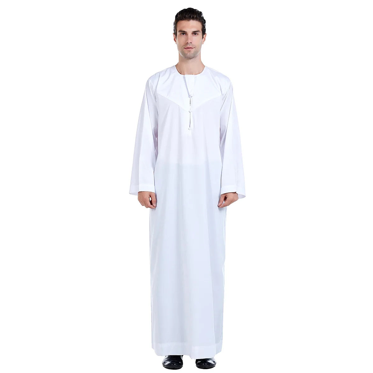 2026 New Coming Dubai USA UAE UK Arabic Plain Color Eid Pray Clothing Front Closure Modest Men Dress Arab Robe