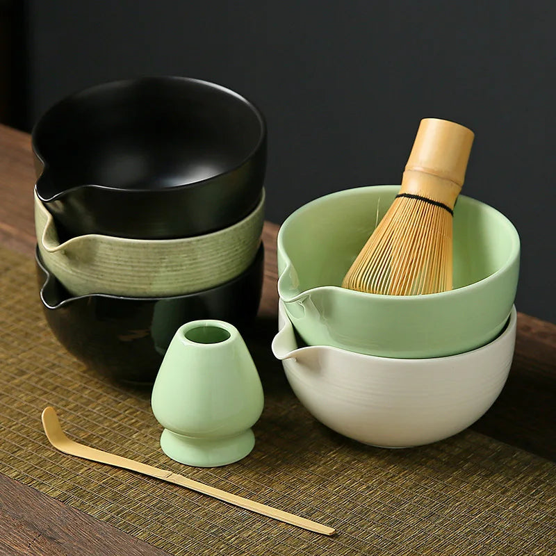 Ceramic Matcha Bowl with Spout Handmade Japanese Green Tea Whisk Cup Traditional Chawan for Ceremony and Daily Use