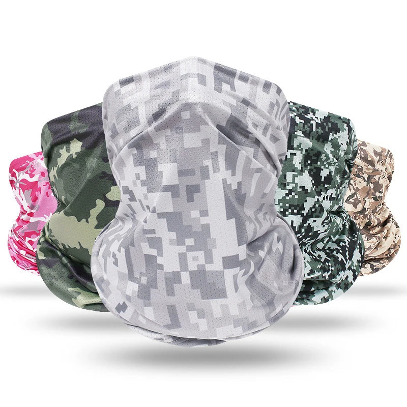 Custom Digital Print Sports Motorcycle Cycling Green Camouflage Ice Silk Quick Drying Camo Neck Gaiter Cover Mesh Bandana
