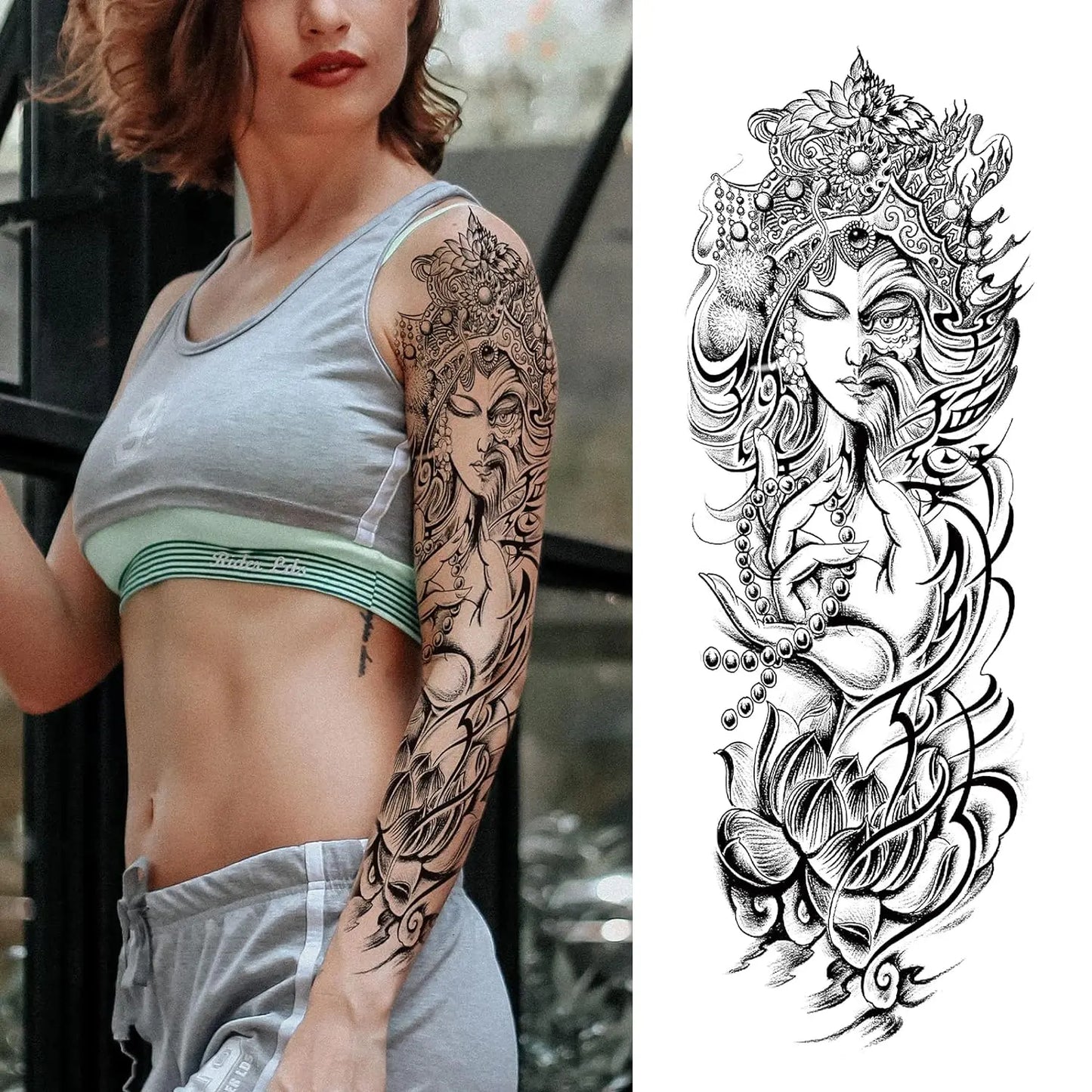 Full Arm Temporary Tattoo Lion Wolf Tiger Totem Scorpion Tattoo Stickers