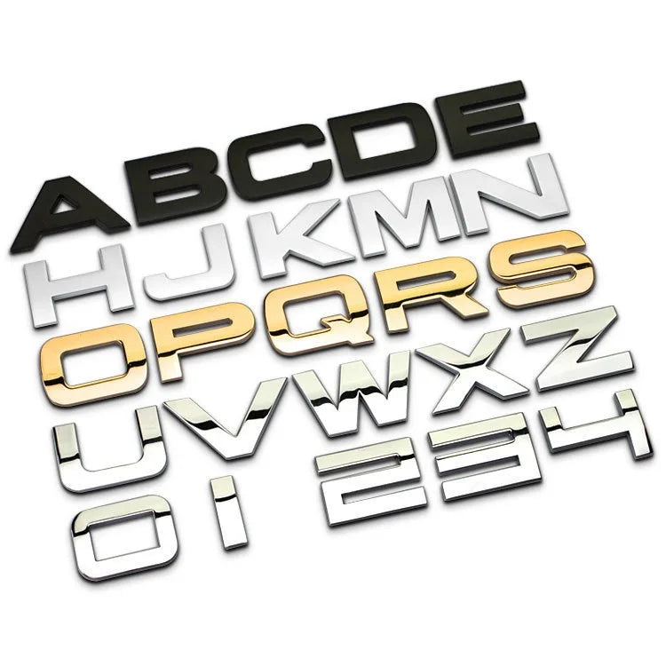 Custom Designed 3D Metal Letter Car Emblem Badge Self-Adhesive Rear Stickers New DIY Option