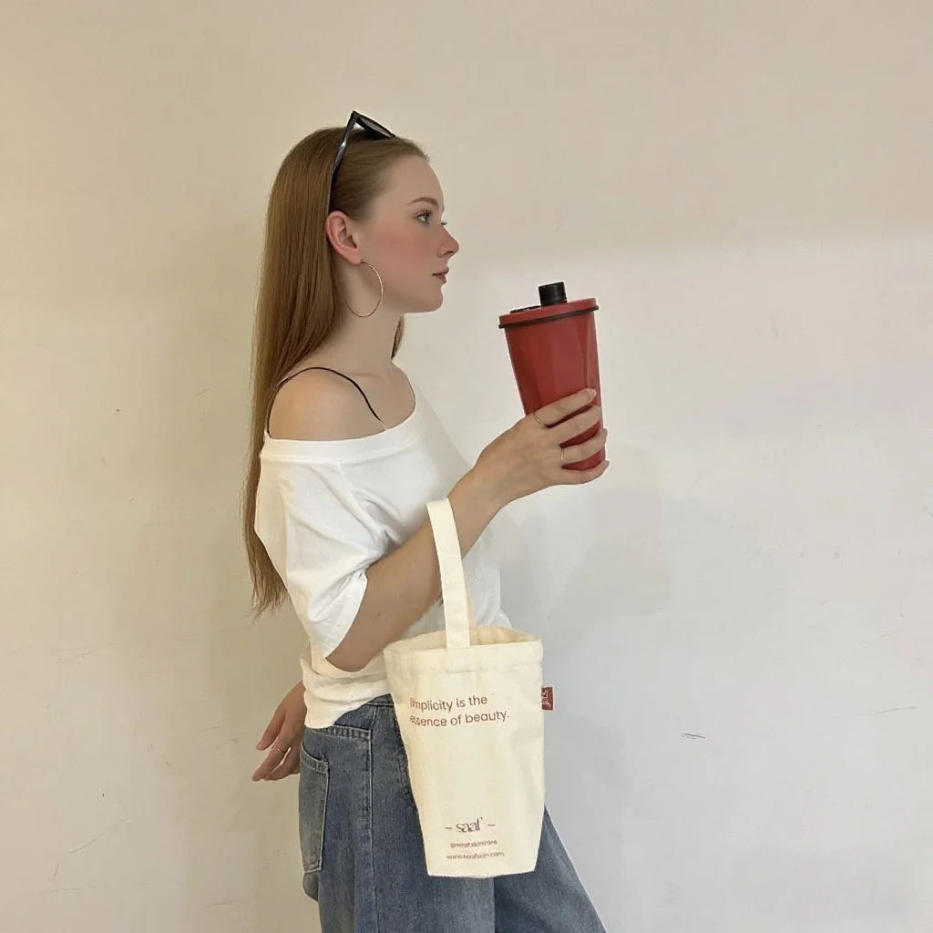 Recycled Fashion Causal Gift Bag Tote Shopping Beach Thick  Custom logo Eco Custom Tote Bag for Cup