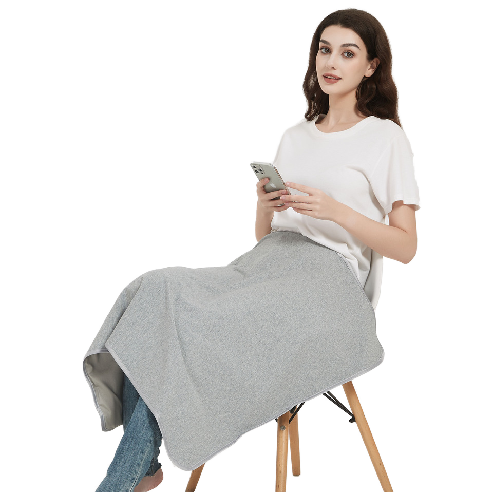 EMF Shielding Travel Rug Knitted with Silver and Organic Cotton Fiber Radiation-Free Plain Style Blanket for Airplane Use