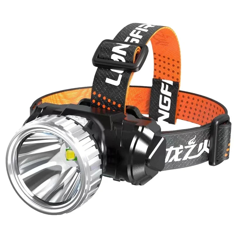 Super Bright LED Camping Outdoor Waterproof IP65 Rated Aluminum Headlamp with Built-in 18650 Lithium Battery USB Charging