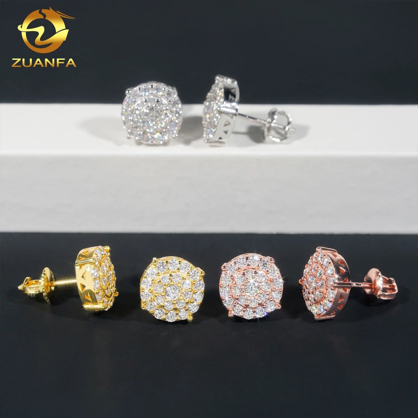 New Arrivals Bulk in Stock Iced Out Lowest Price 925 Sterling Silver VVS1  Moissanite Diamond  Hip Hop Stud Earrings Man