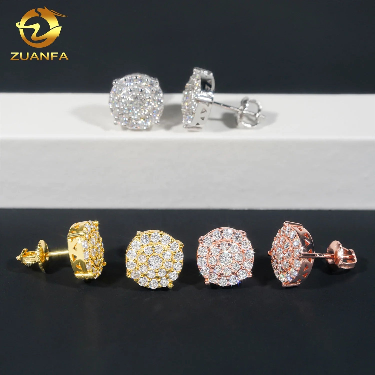 New Arrivals Bulk in Stock Iced Out Lowest Price 925 Sterling Silver VVS1  Moissanite Diamond  Hip Hop Stud Earrings Man
