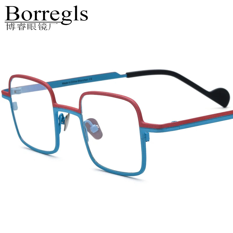 Borregls Colorful Titanium Glasses Frame Men 2025 New Brand Designer Square Eyeglasses Women High Quality Optical Eyewear 185