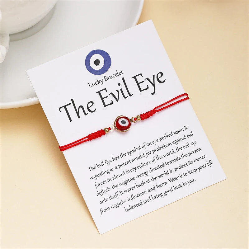2024 New Cross-border Trendy Card Bracelet European American Personality Devil Eye Bracelet Adjustable Woven Bracelet