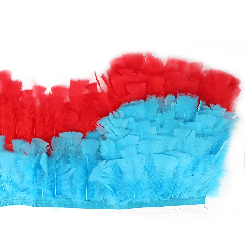Multicolour Marabou Feather Trim 13-17cm Flat Turkey Feathers Fringes Dyed Pattern US Origin Xinyuling Brand Clothing Crafts